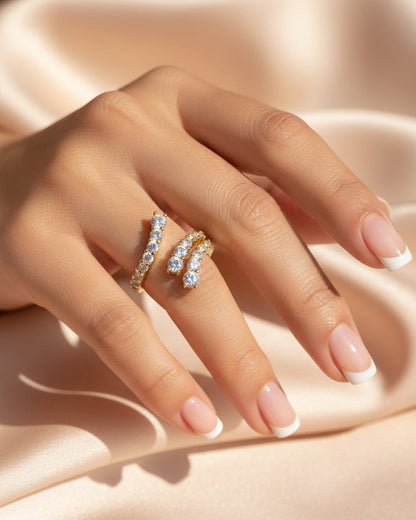 LUNET RING - 14K GOLD PLATED 925 STERLING SILVER &amp; AAAA CUBIC ZIRCONIA