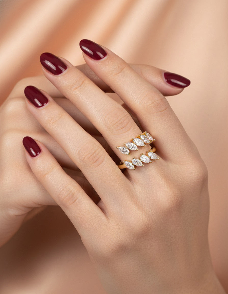 MARCELE RING - 14K GOLD PLATED 925 STERLING SILVER &amp; AAAA CUBIC ZIRCONIA