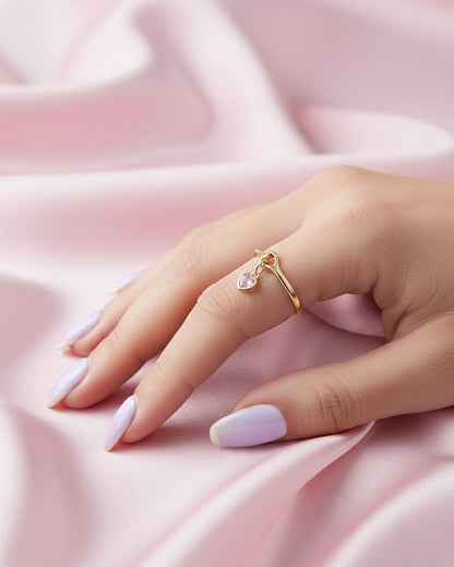 AMORETTE RING - 14K GOLD PLATED 925 STERLING SILVER &amp; 5A CUBIC ZIRCONIA