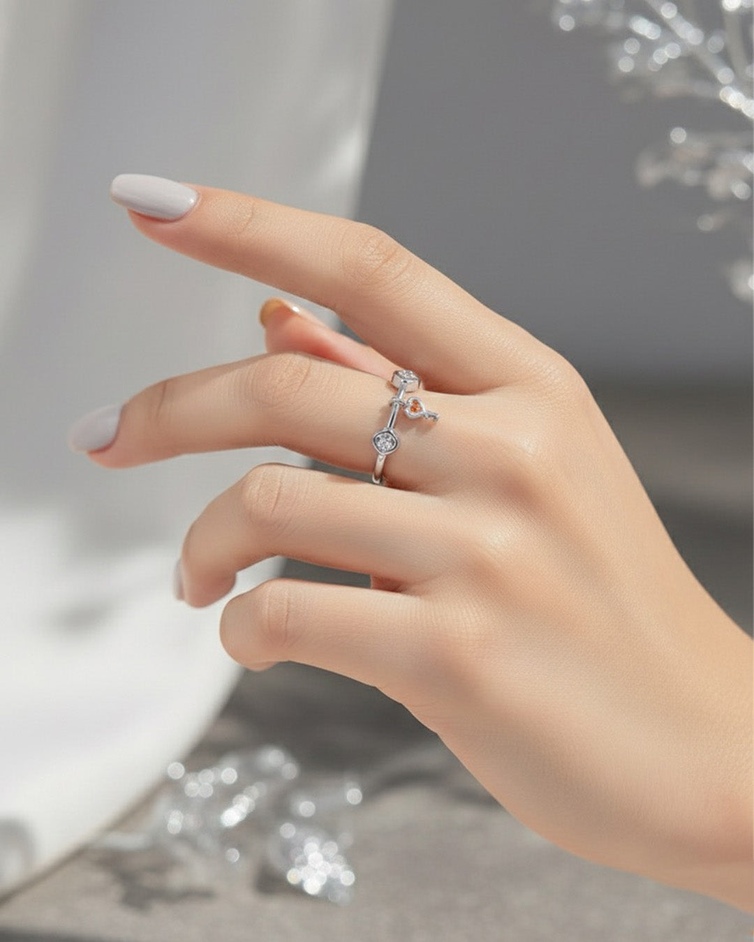 CLÉOR RING - RHODIUM PLATED 925 STERLING SILVER &amp; 5A CUBIC ZIRCONIA