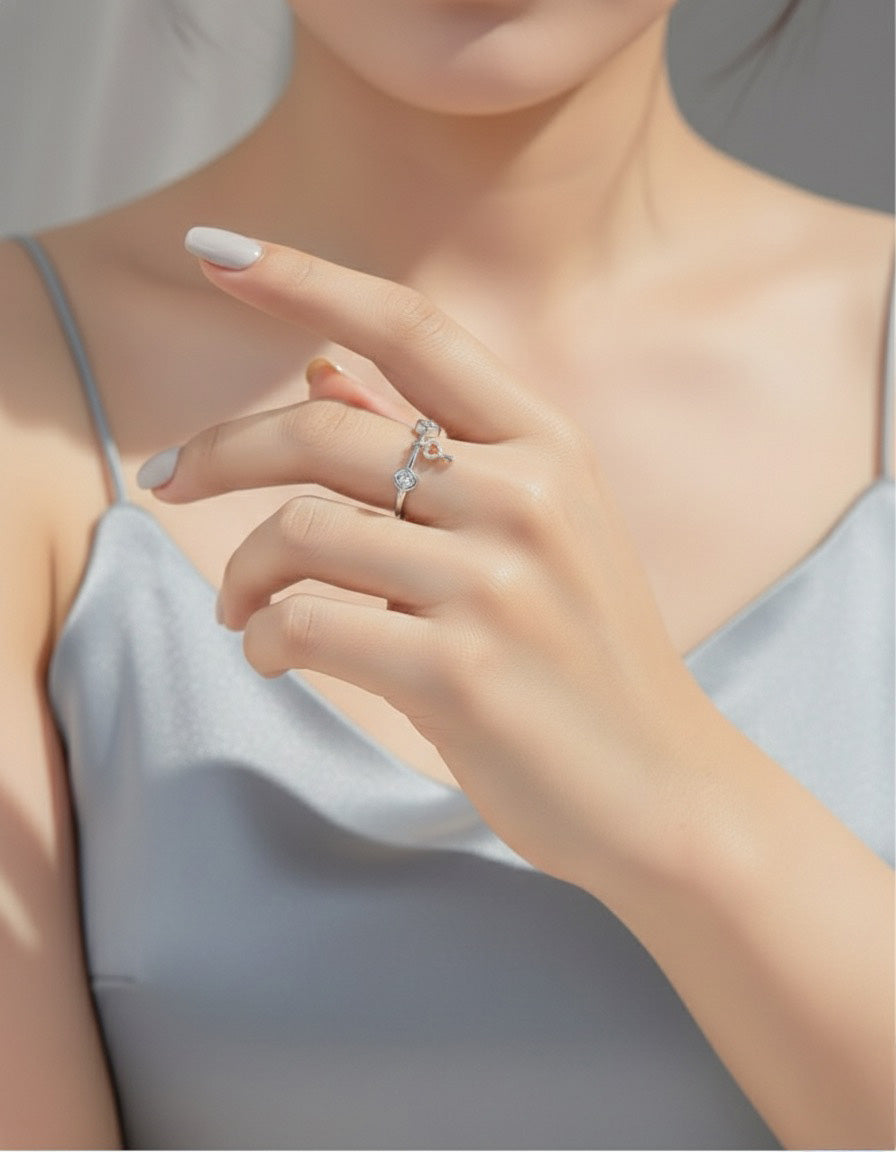 CLÉOR RING - RHODIUM PLATED 925 STERLING SILVER &amp; 5A CUBIC ZIRCONIA