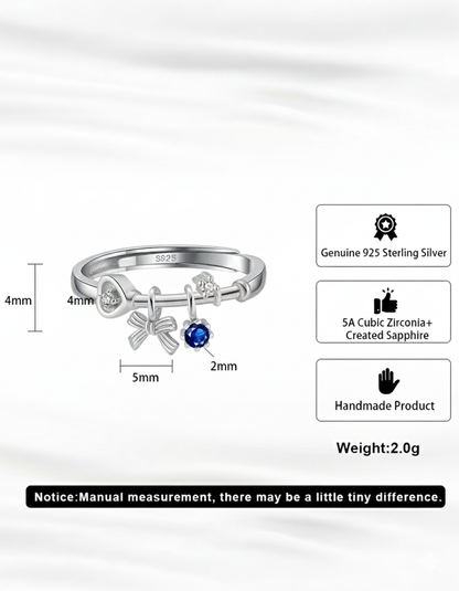 JOUXETTE RING - RHODIUM PLATED 925 STERLING SILVER, 5A CUBIC ZIRCONIA &amp; CREATED SAPPHIRE