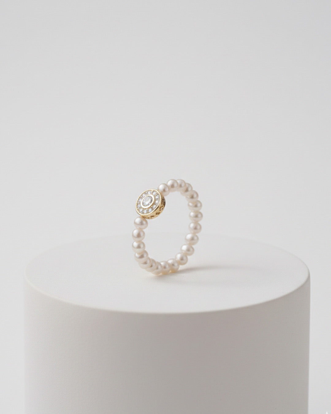 OPHIRA RING - 14K GOLD PLATED 925 STERLING SILVER, PEARL &amp;amp; CUBIC ZIRCONIA