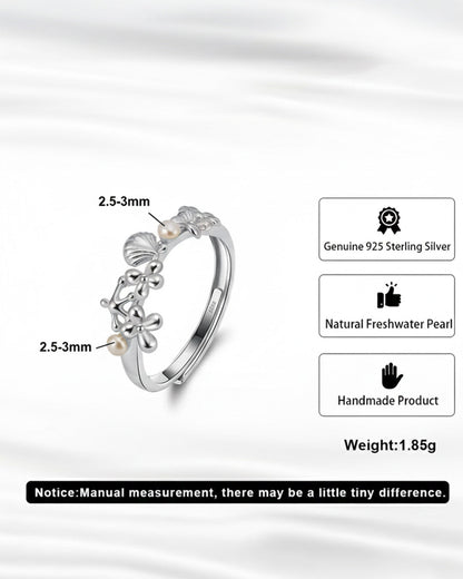 OLYSS RING - RHODIUM PLATED 925 STERLING SILVER &amp; NATURAL FRESHWATER PEARL