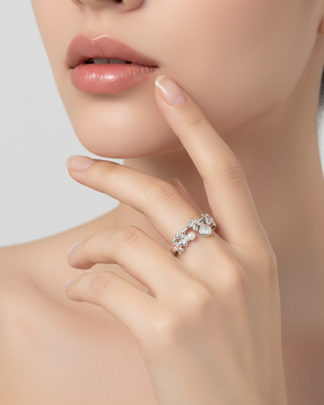 OLYSS RING - RHODIUM PLATED 925 STERLING SILVER &amp; NATURAL FRESHWATER PEARL