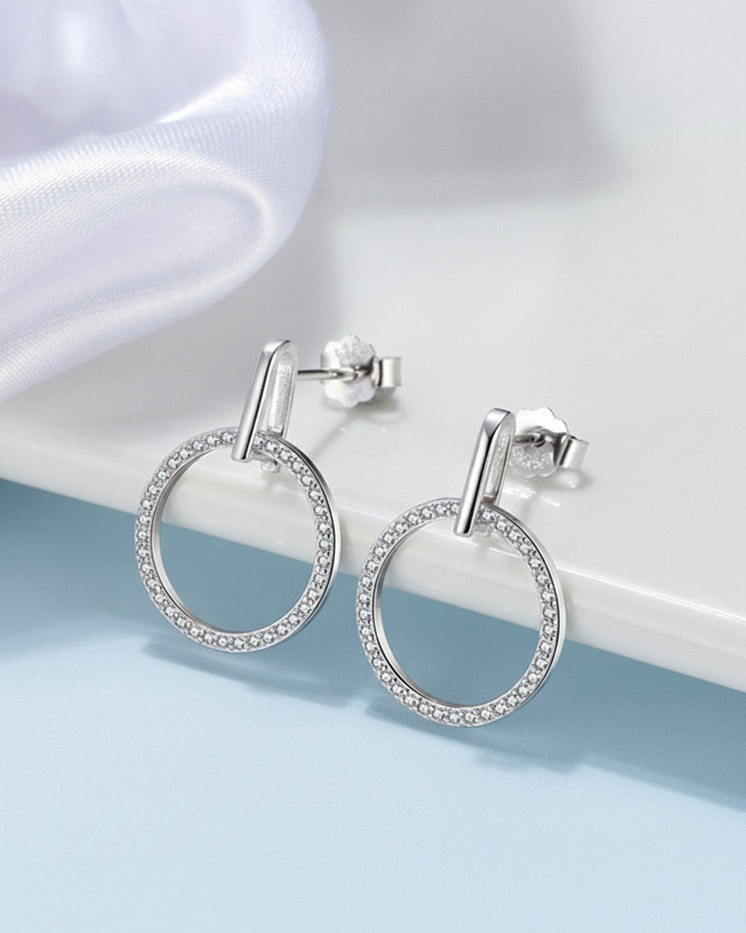 RHODIUM PLATED 925 STERLING SILVER &amp; AAAA CUBIC ZIRCONIA EARRINGS | NOYELLE