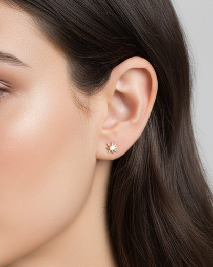 14K GOLD PLATED 925 STERLING SILVER &amp; AAAA CUBIC ZIRCONIA EARRINGS |  SOL