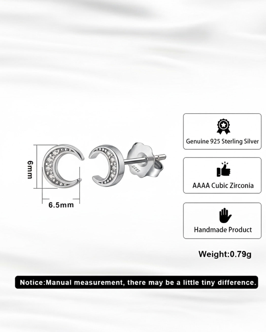 RHODIUM PLATED 925 STERLING SILVER &amp; AAAA CUBIC ZIRCONIA EARRINGS | HAN