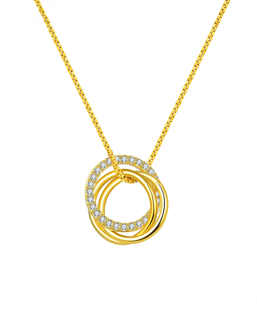 CYLORA NECKLACE - 3 LAYERS 14K GOLD PLATED 925 STERLING SILVER &amp; AAAA ZIRCON