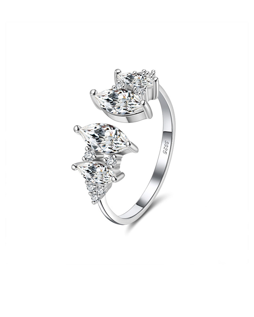 SYLIN RING - RHODIUM PLATED 925 STERLING SILVER &amp; AAAA ZIRCON