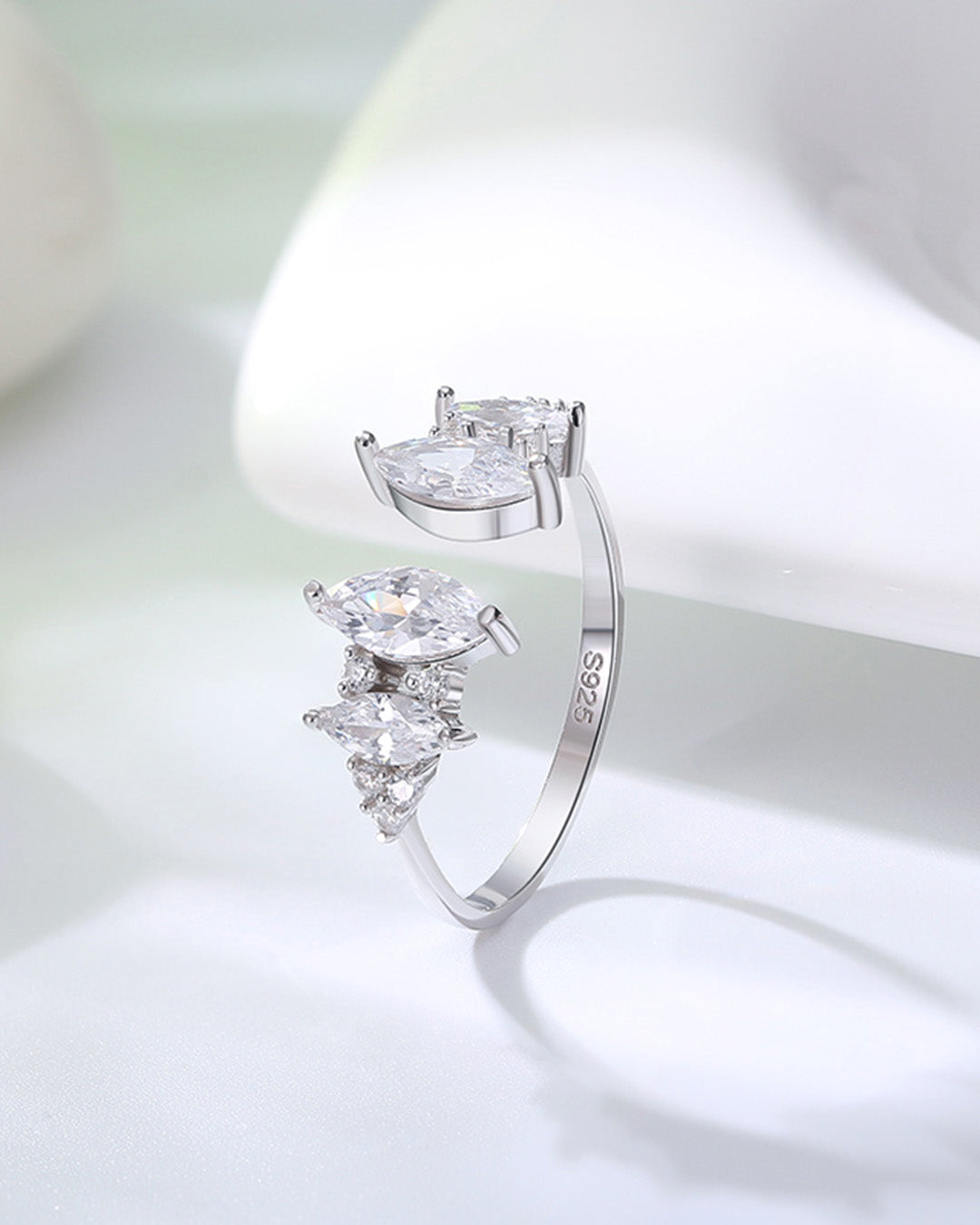 SYLIN RING - RHODIUM PLATED 925 STERLING SILVER &amp; AAAA ZIRCON