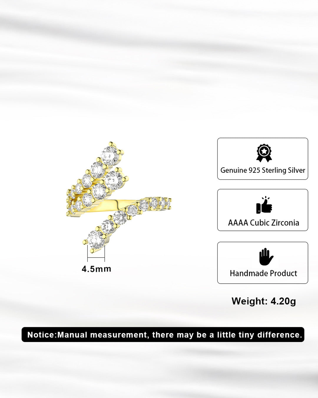 LUNET RING - 14K GOLD PLATED 925 STERLING SILVER &amp; AAAA CUBIC ZIRCONIA