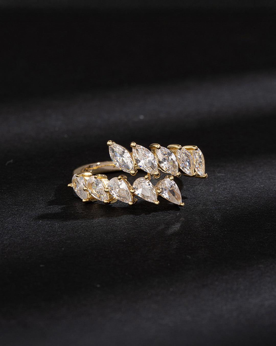 MARCELE RING - 14K GOLD PLATED 925 STERLING SILVER &amp; AAAA CUBIC ZIRCONIA