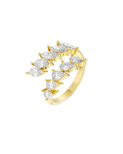 MARCELE RING - 14K GOLD PLATED 925 STERLING SILVER &amp; AAAA CUBIC ZIRCONIA