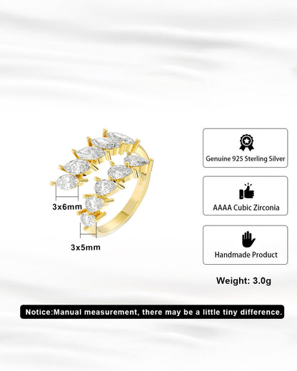 MARCELE RING - 14K GOLD PLATED 925 STERLING SILVER &amp; AAAA CUBIC ZIRCONIA