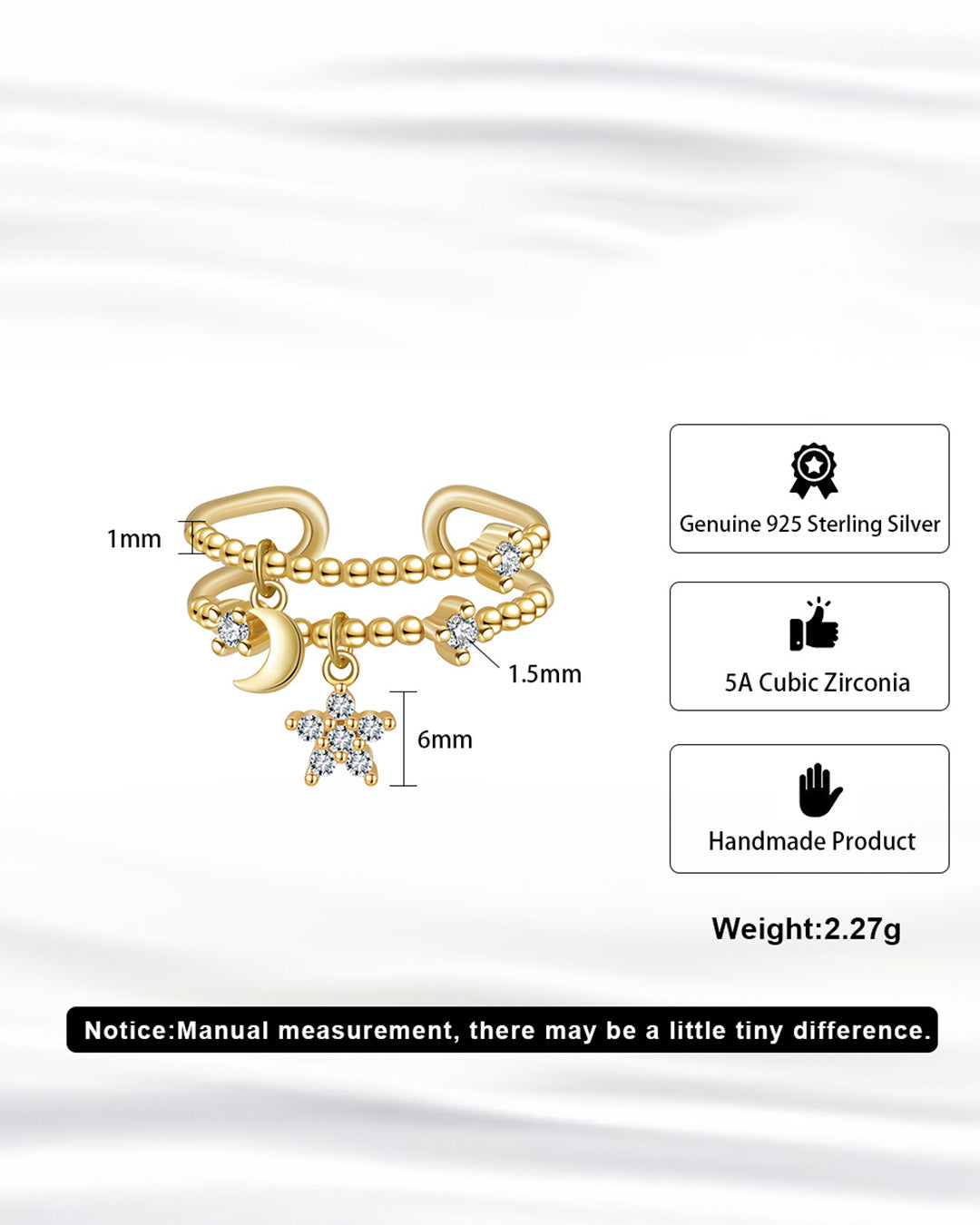 ASTRÉA RING - 14K GOLD PLATED 925 STERLING SILVER &amp; 5A CUBIC ZIRCONIA