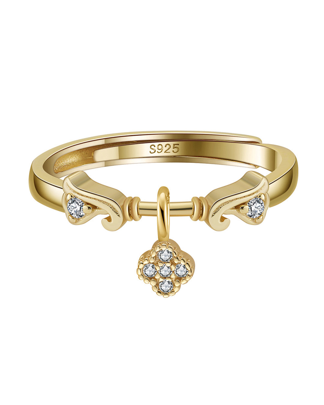 CÉLVAR RING - 14K GOLD PLATED 925 STERLING SILVER &amp; 5A CUBIC ZIRCONIA