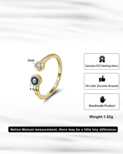 NÉA RING - 14K GOLD PLATED 925 STERLING SILVER, 5A CUBIC ZIRCONIA &amp; ENAMEL