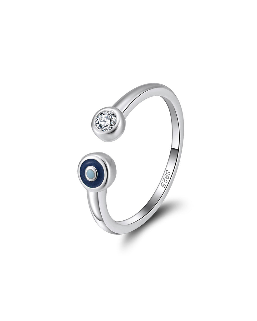 NÉA RING - RHODIUM PLATED 925 STERLING SILVER, 5A CUBIC ZIRCONIA &amp; ENAMEL